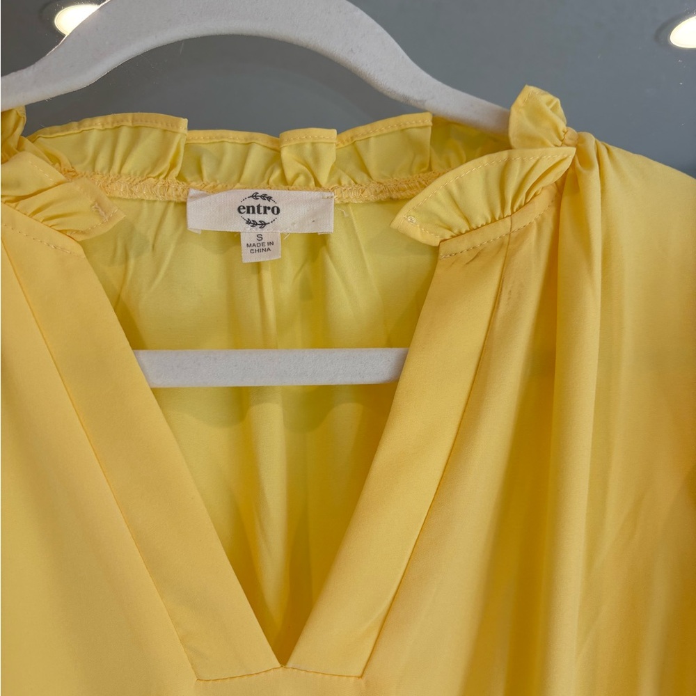 NWOT Entro Sunny Yellow Tiered Dress - Picture 3 of 4